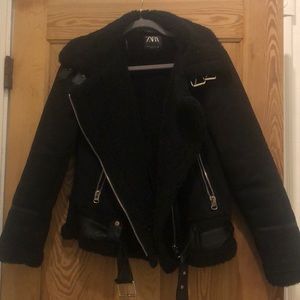 Zara Black Shearling Jacket